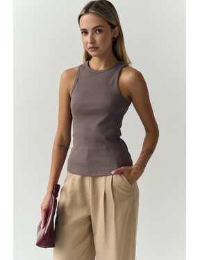 Жіноча майка класична із щільного рубчика колір фісташковий 16